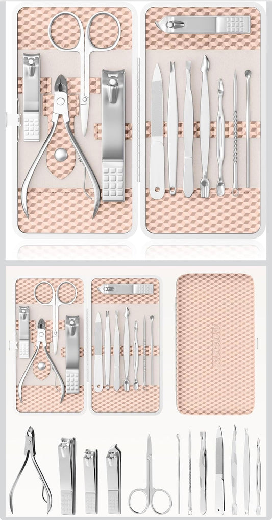 ZIZZON Professional Nail Care kit Manicure Grooming Set with Travel Case(Rose Gold)